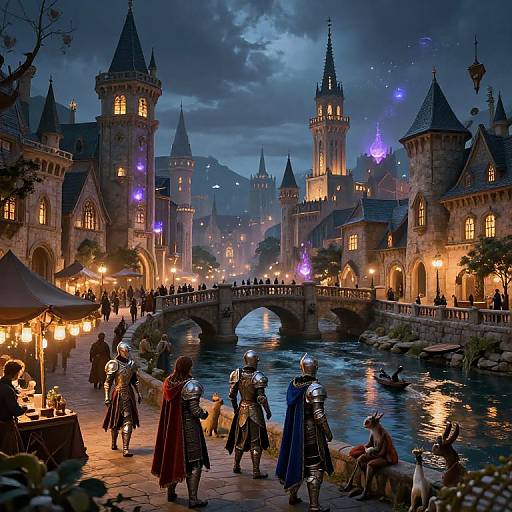 Medieval Fantasy City at Night