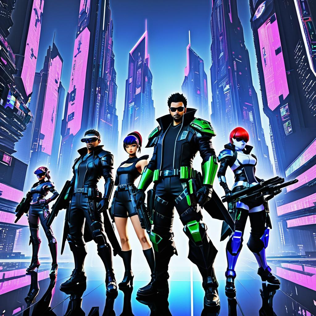 Futuristic Bounty Hunters in Anime Style