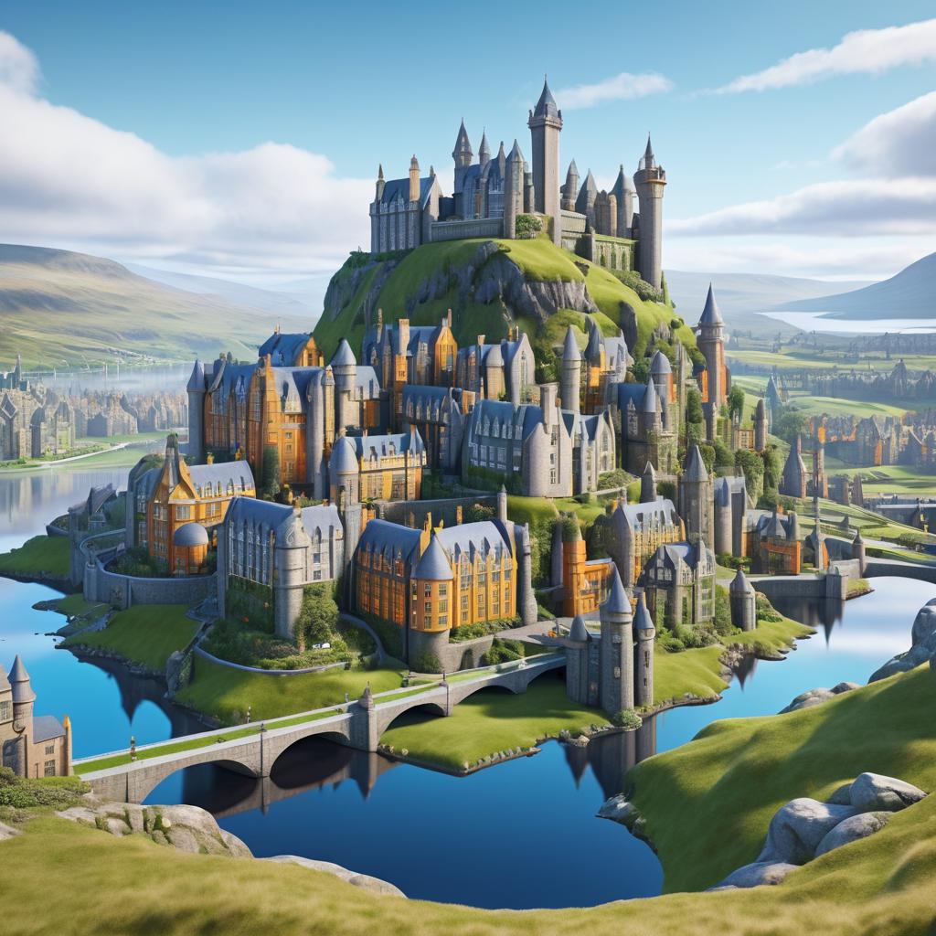 Futuristic Highland City with Medieval Charm