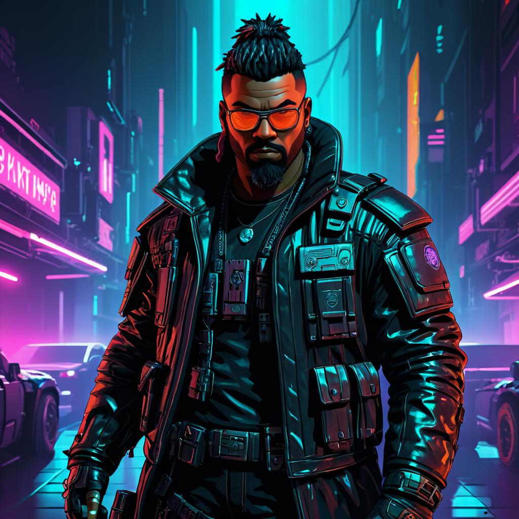 Intense Cyberpunk Bounty Hunter Illustration