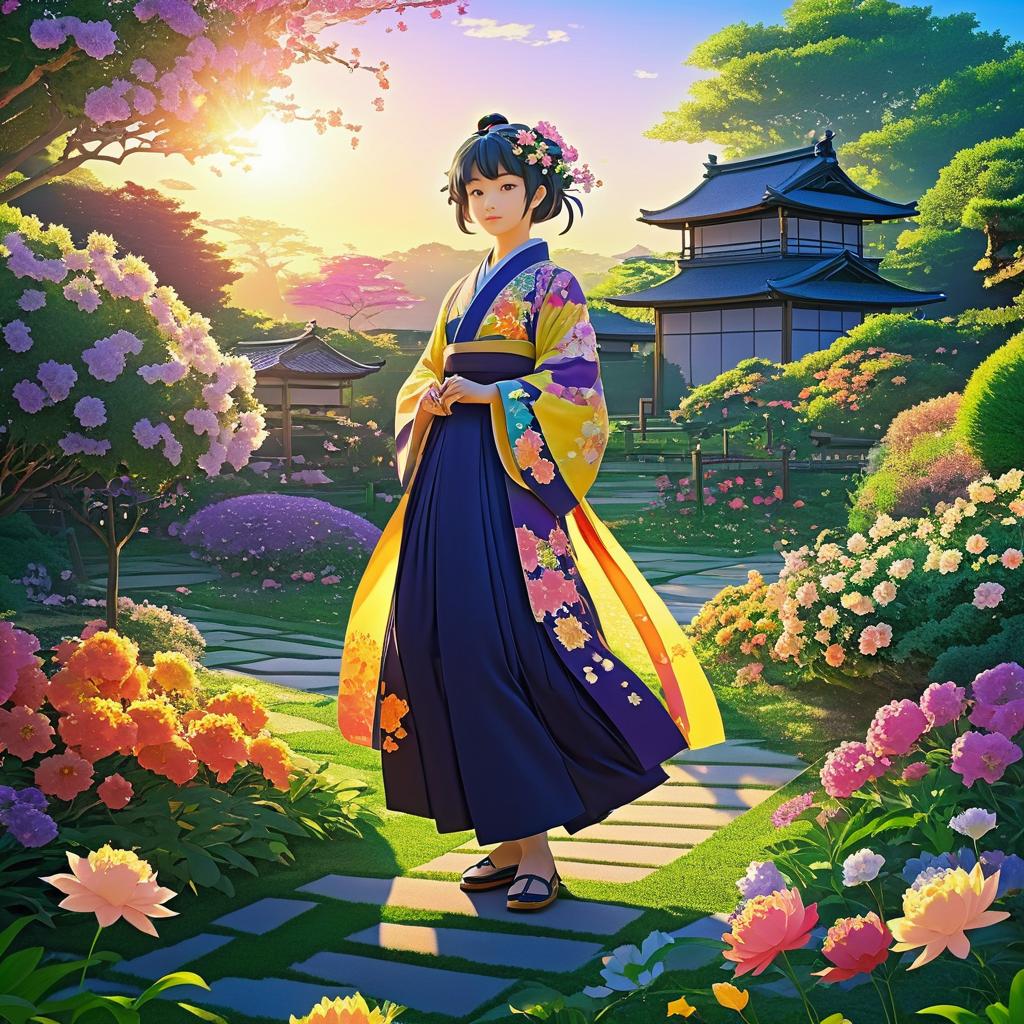 Shinobu Kocho in a Vibrant Sunrise Garden