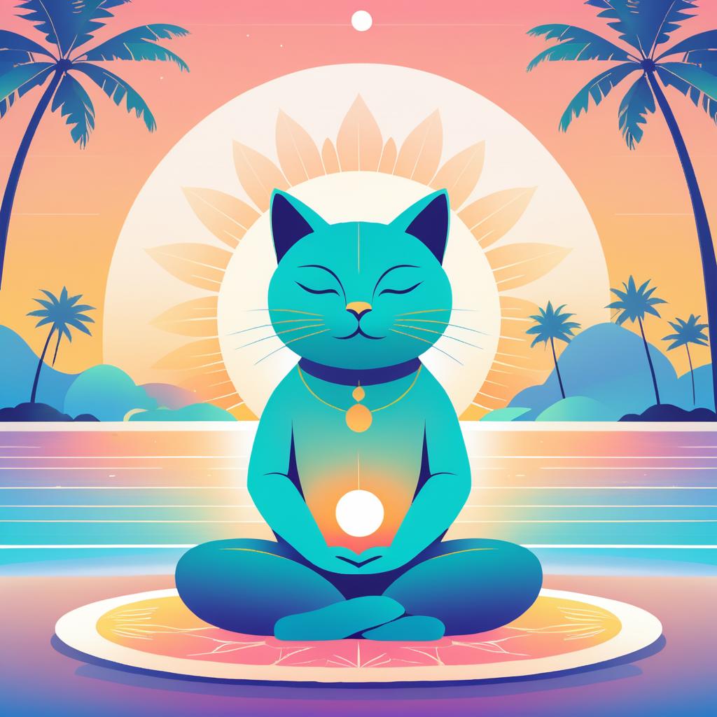 Meditating Cat Tarot Card Illustration