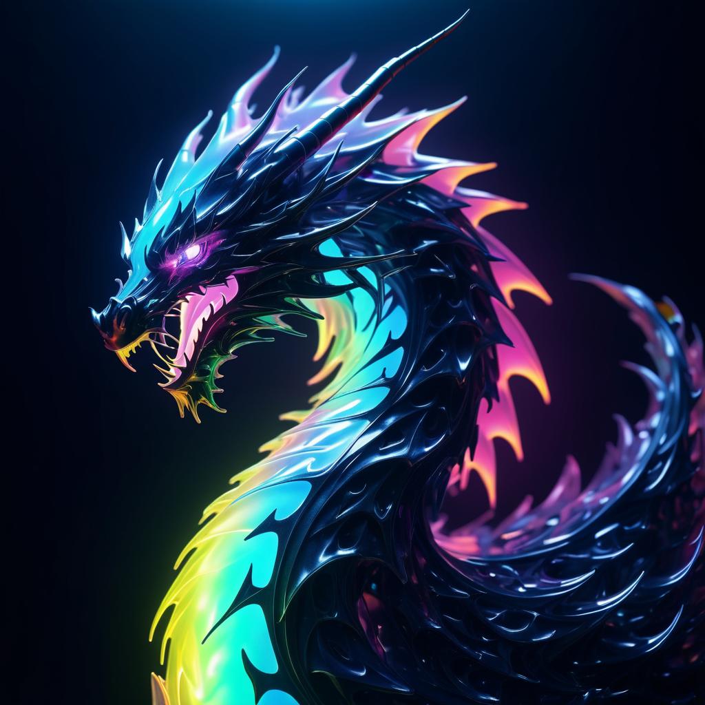 Phantasmagorical Dragon in Neon Lights