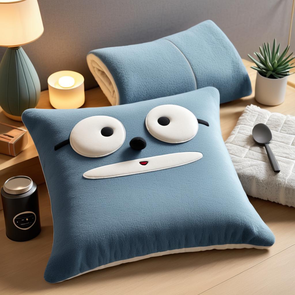 Cozy Anthropomorphic Pillow Scene