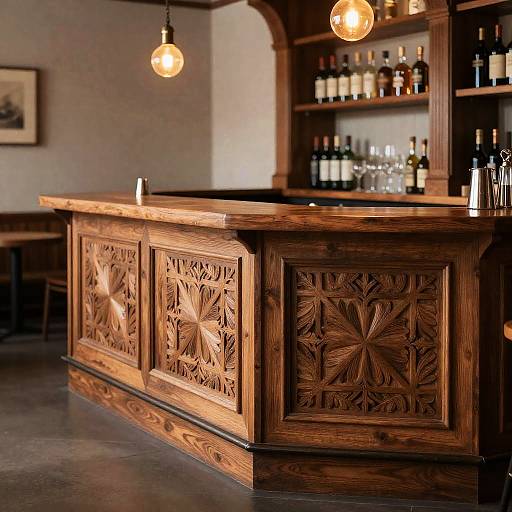 Elegant Wooden Counter Design at Bar