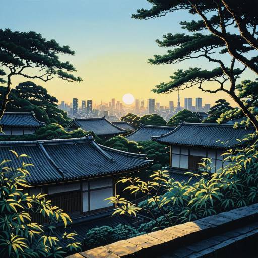 Ancient Tokyo Rooftop Garden at Dawn Ancient Tokyo Rooftop Garden at Dawn