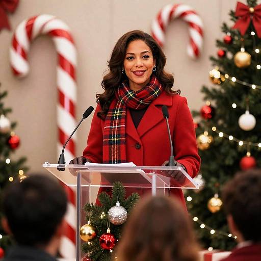 Christmas-Themed Portrait of a Woman