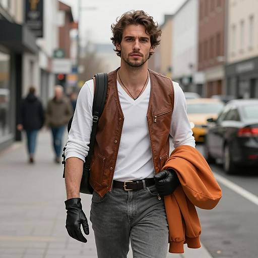 Stylish young man in casual urban outfit