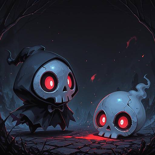 Illustration of Duskull, pokemon in the style of Shiroshi (denpa eshidan)