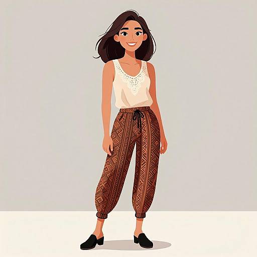 Bohemian Woman in Earth Tone Harem Pants