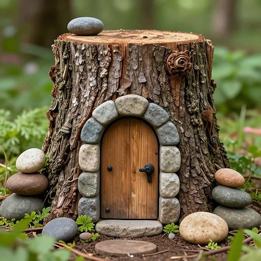 Whimsical Gnome House Tree Stump