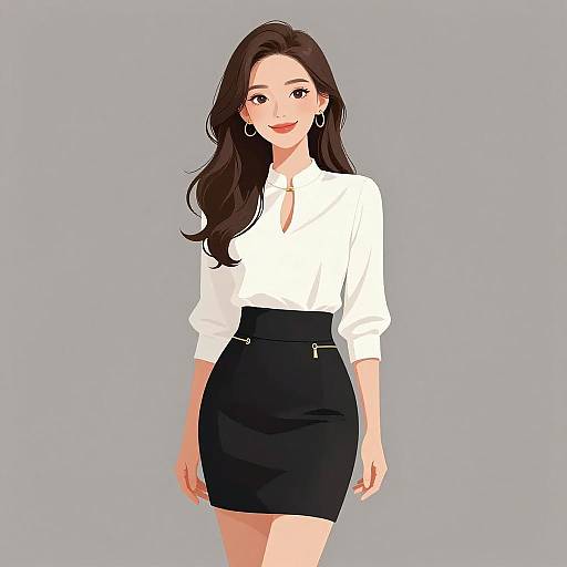 Chic Smiling Woman in Stylish Outfit