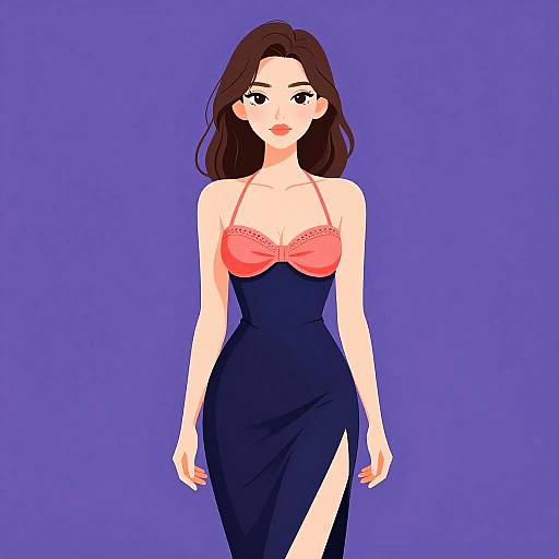 Elegant Woman in Vibrant Bikini and Dress