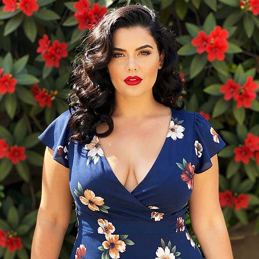 Confident Curvy Woman in Floral Dress