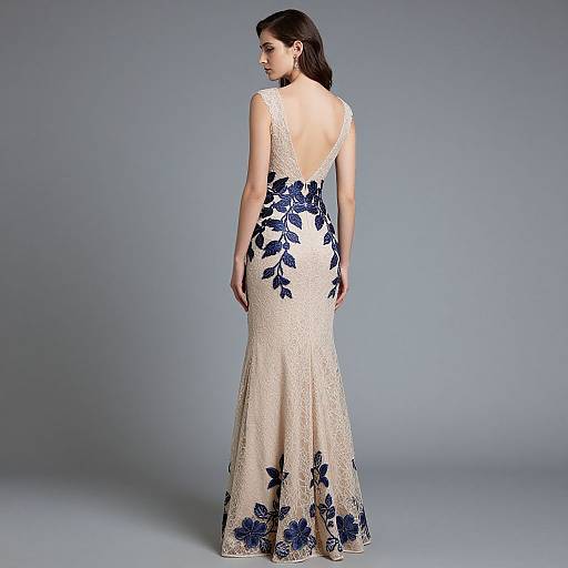 Elegant Blue Applique Evening Dress