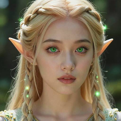 Ethereal Blonde Elf with Green Eyes
