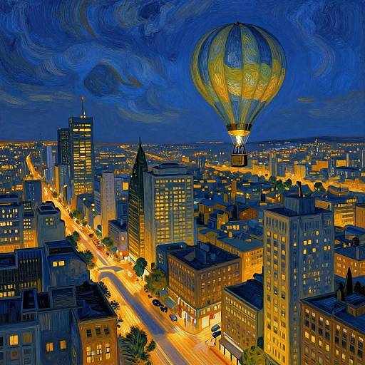 Van Gogh Style Cityscape at Dusk
