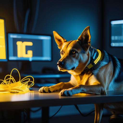 Cinematic Low-Key Dog in Cyberpunk Setting Cinematic Low-Key Dog in Cyberpunk Setting
