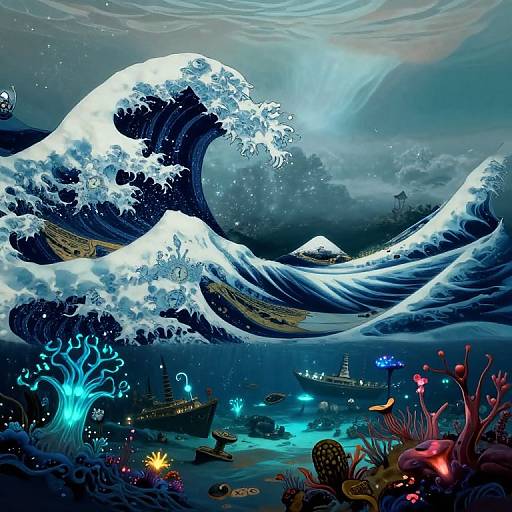 Surreal Underwater Dreamscape Waves