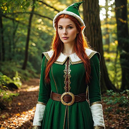 Elegant Elf Woman in Fantasy Forest