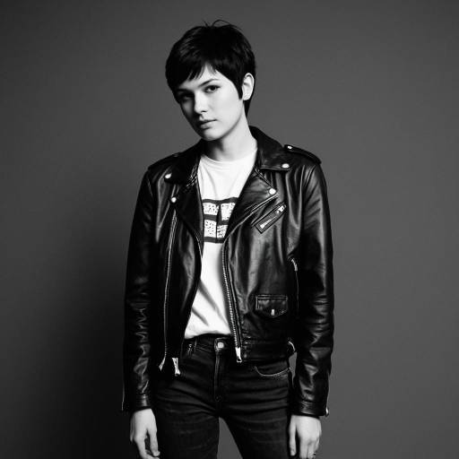 Punk Style Woman in Leather Jacket