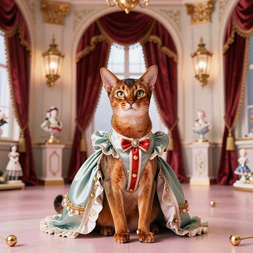 Victorian Abyssinian Cat in Wes Anderson Style