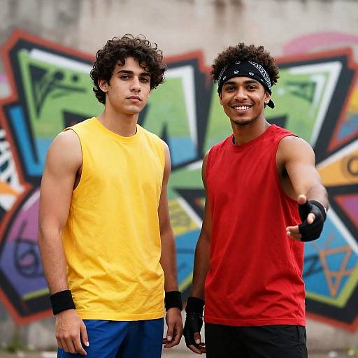 Bold Graffiti Portrait of Two Friends