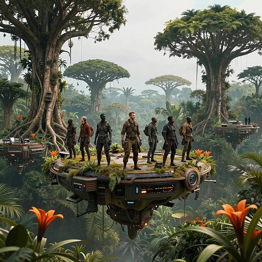 Futuristic Jungle Scavengers on Platforms