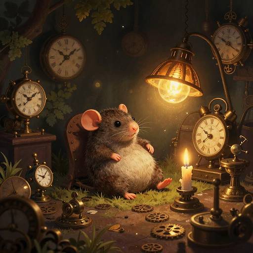 Curious Mole Inventor in Steampunk Workshop