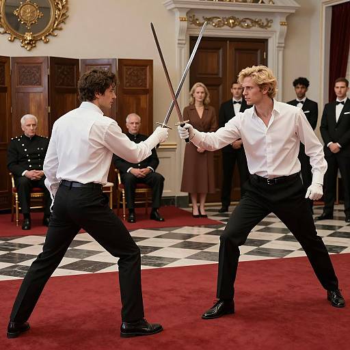 Dueling Men on a Red Carpet