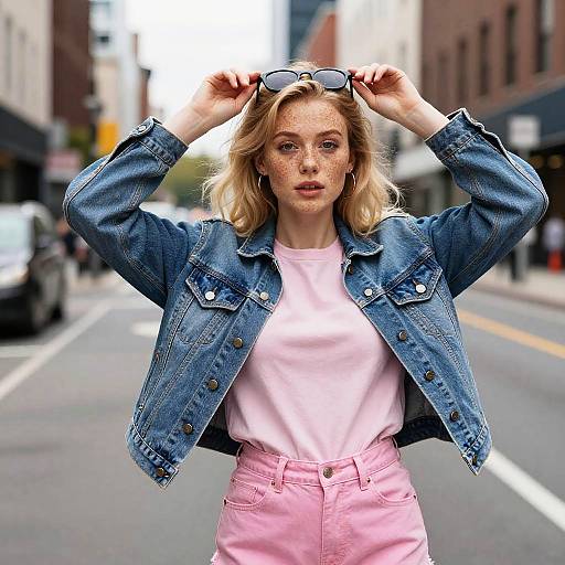 Freckled Blonde in Denim Jacket