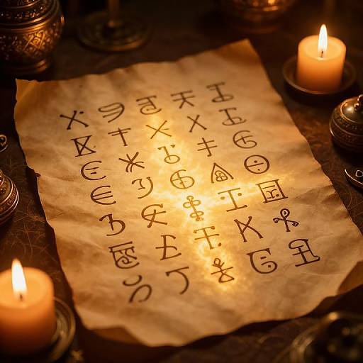 Ancient Mystical Hierography on Parchment