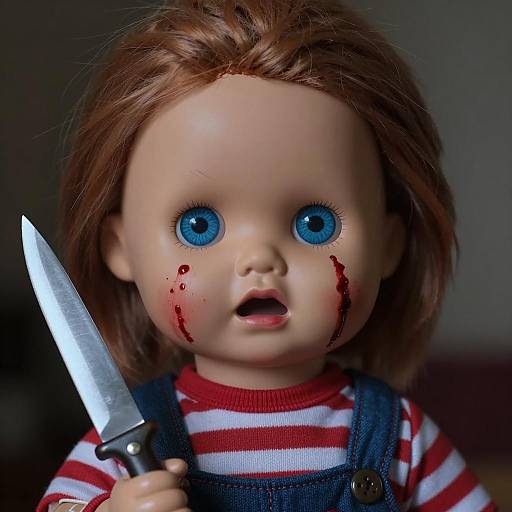 Terrifying Doll Close-Up with Blood