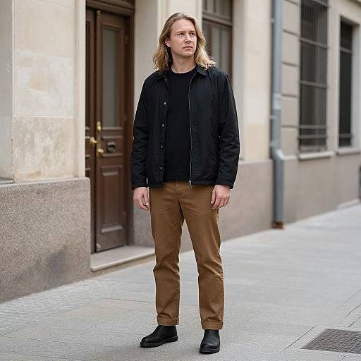 Blonde Man Standing on Sidewalk