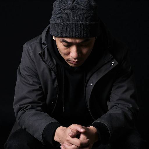 High Contrast Portrait of Contemplative Man