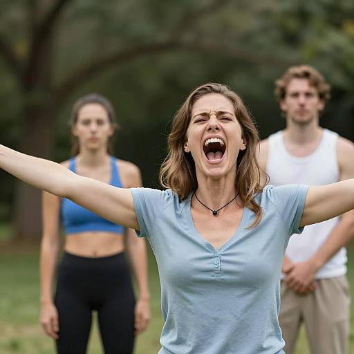 Dramatic Outdoor Scene with Woman Screaming