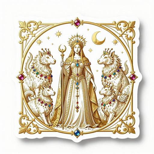 Elven Queen with Mythical Creatures Sticker