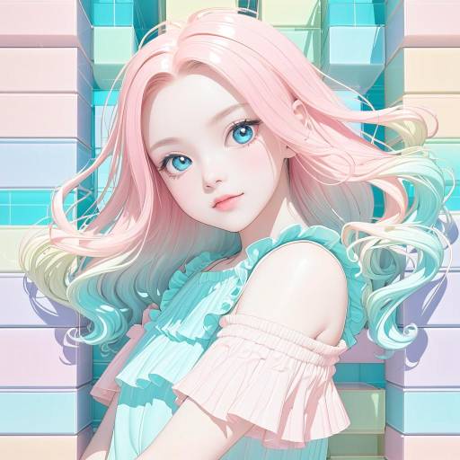 Curious Anime Girl in Pastel Colors