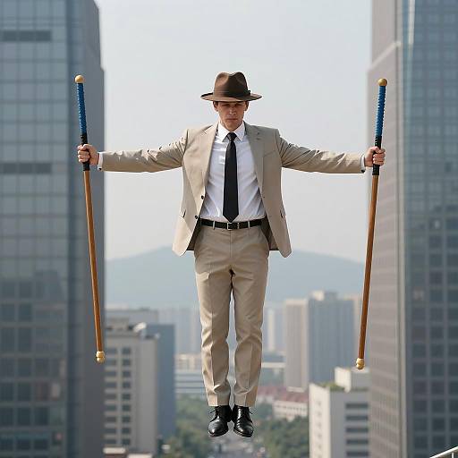 Urban Adventurer in a Beige Suit