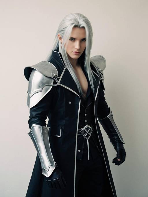 Man in Sephiroth Cosplay Costume
