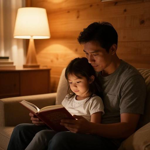 Cozy Dad and Daughter Reading Evening