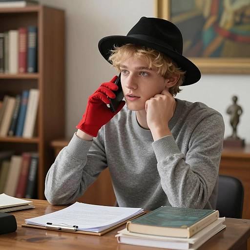 Casual Study Scene with Young Man