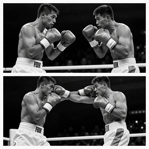 Dramatic Black-and-White Boxing Action