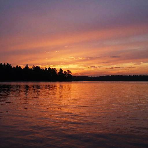 Sunset Reflections on Peaceful Lake
