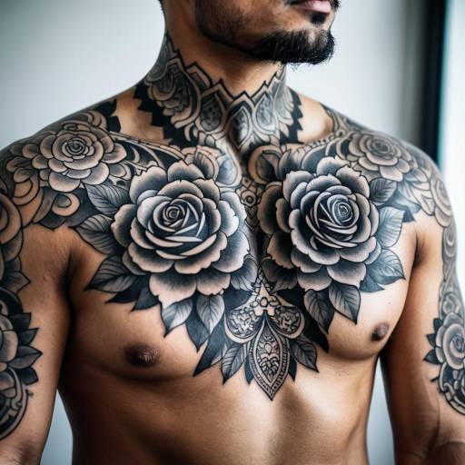 Intricate Floral Tattoo Portrait Close-Up