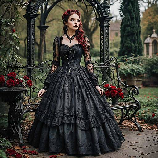 Gothic Victorian Woman in Garden