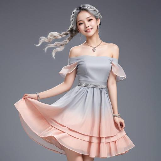 Cheerful Girl in Soft Peach Dress Cheerful Girl in Soft Peach Dress