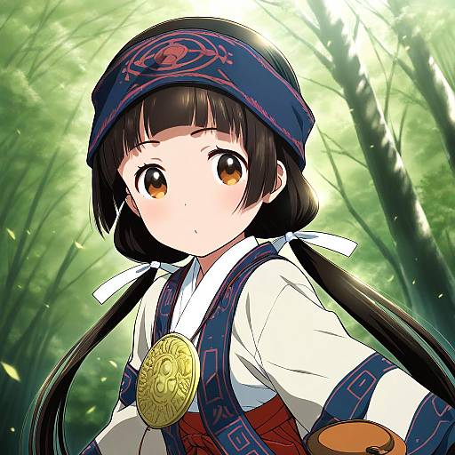 Illustration of Amayadori machi, kumamiko in the style of St.germain-sal