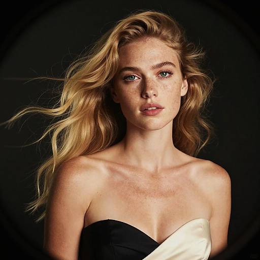 Windblown Blonde Cinematic Upper-Body Portrait