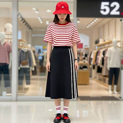 Stylish Red and Black Female Outfit